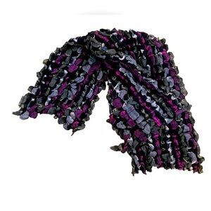 Bubble rectangular scarf/wrap in berry, gray, & black
